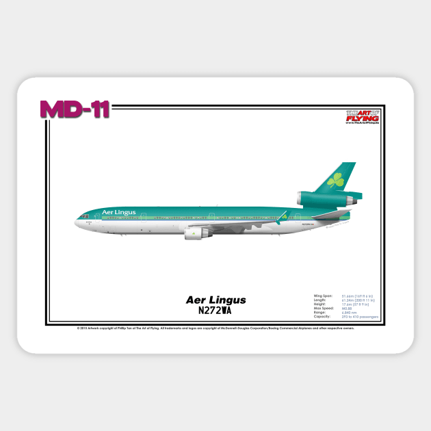 McDonnell Douglas MD-11 - Aer Lingus (Art Print) Sticker by TheArtofFlying
